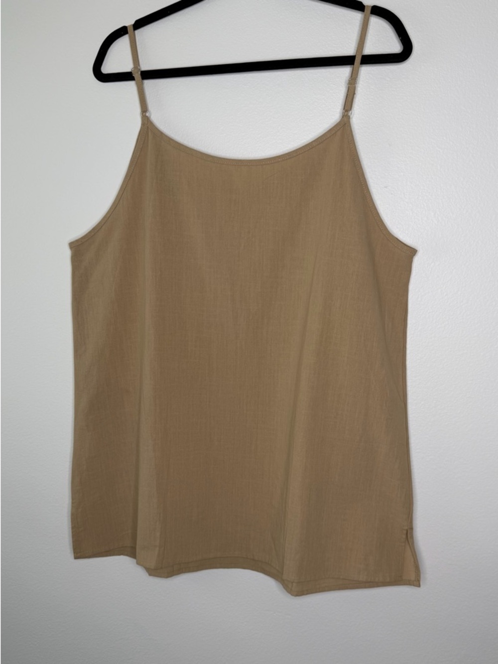 Neutral Linen Blend Cami XL Beige Tank Top Minimalist Summer - Picture 3 of 6